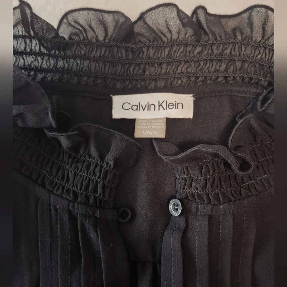 Calvin Klein Black Ruffled Blouse - Picture 1 of 5